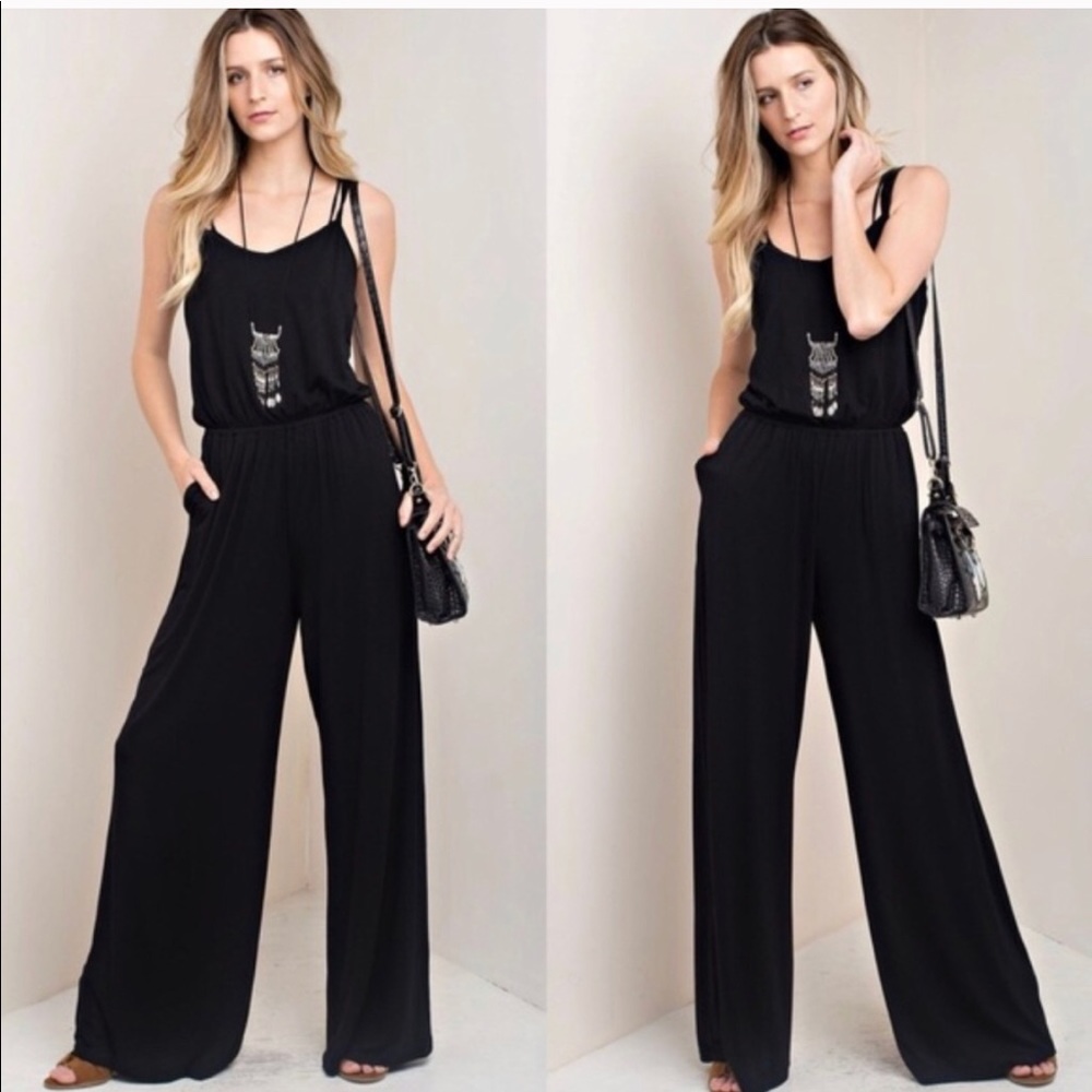 Only 1 L left! Black Sleeveless Wideleg Jumpsuit - Picture 2 of 2